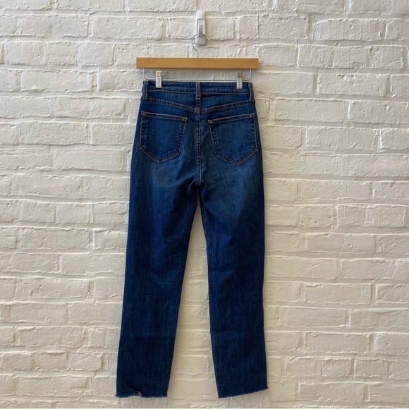 L'AGENCE || Audrina High Rise Straight Distressed Destructed Jeans Blue 25 - Picture 3 of 8